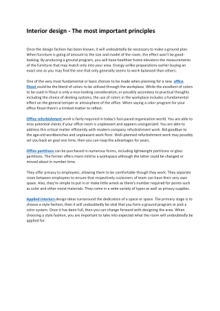 Interior design - The most important principles