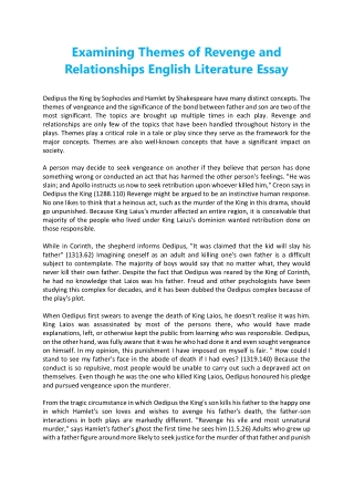 Examining Themes of Revenge and Relationships English Literature Essay