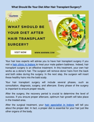 What Should Be Your Diet After Hair Transplant Surgery?
