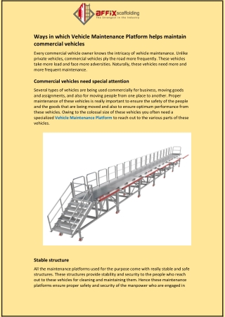 Ways in which Vehicle Maintenance Platform helps maintain commercial vehicles