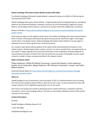 Global Cardiology Information System Market Growth Share Analysis 2022-2029