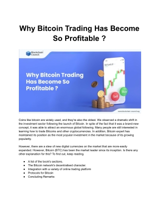 Why Bitcoin Trading Has Become So Profitable ?