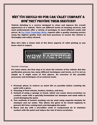 Why You Should Go For Car Valet Company & How They Provide Their Services?