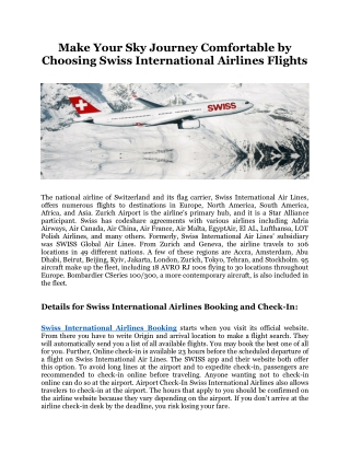 Swiss International Airlines Deals