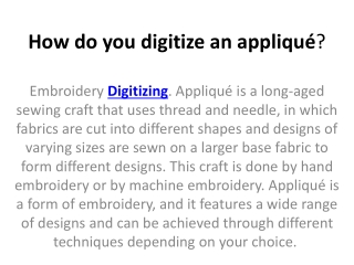 How do you digitize an appliqué?