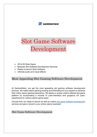 Slot Game Software Development