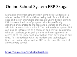 Online School System ERP Skugal