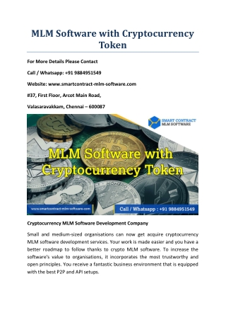 MLM Software with Cryptocurrency TOKEN