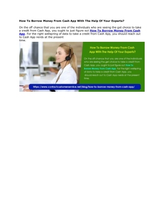How To Borrow Money From Cash App With The Help Of Your Experts?