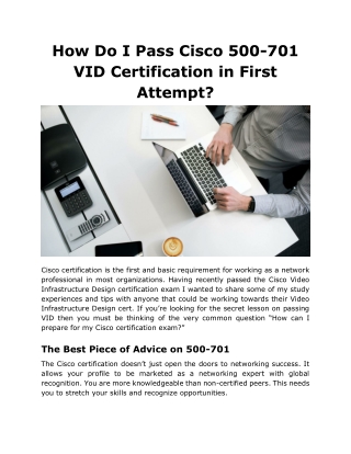 How Do I Pass Cisco 500-701 VID Certification in First Attempt