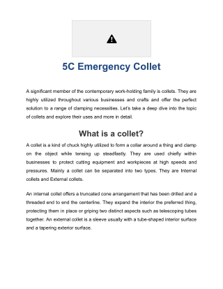 Best Quality 5c Emergency Collet from the Best Collets Manufacturer in India