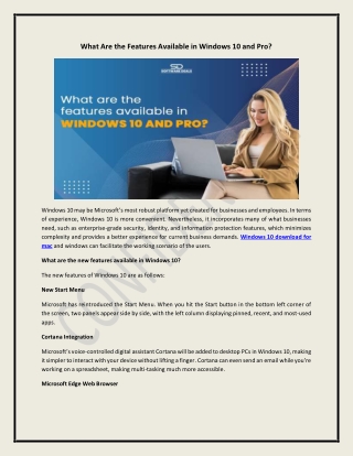 What Are the Features Available in Windows 10 and Pro?