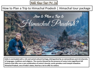 How to Plan a Trip to Himachal Pradesh | Himachal tour package