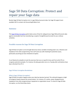 Sage 50 Data Corruption: Protect and repair your Sage data