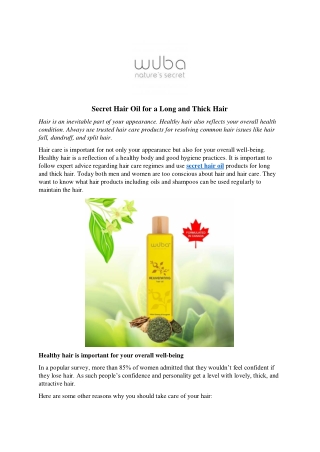 Secret Hair Oil for a Long and Thick Hair