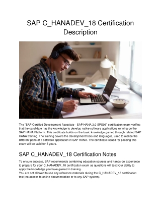 SAP C_HANADEV_18 Certification Description