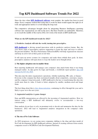 Top KPI Dashboard Software Trends For 2022