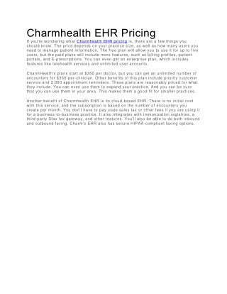 Charmhealth EHR Pricing