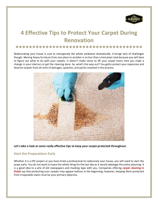 4 Effective Tips to Protect Your Carpet During Renovation