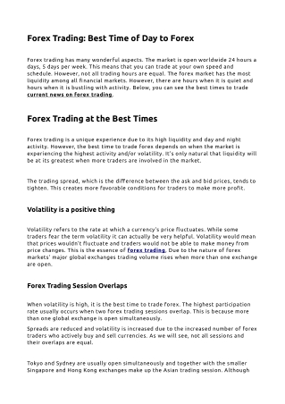 Forex Trading: Best Time of Day to Forex