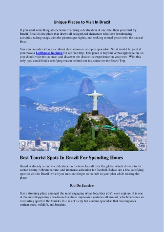 Unique Places to Visit In Brazil