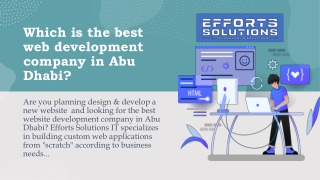 Which is the best web development company in Abu Dhabi?