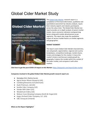 Global Cider Market Study
