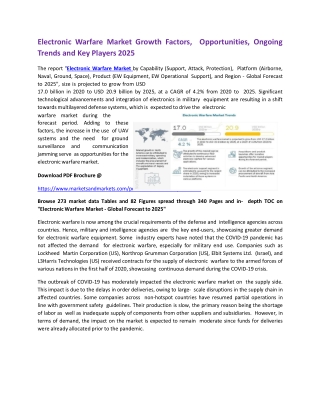 Electronic Warfare Market Growth Factors, Opportunities, Ongoing Trends and Key Players 2025