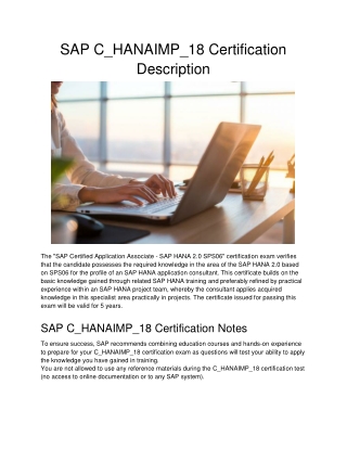 SAP C_HANAIMP_18 Certification Description
