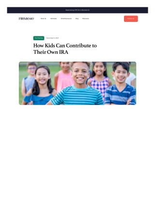 How Kids Can Contribute To Their Own Ira