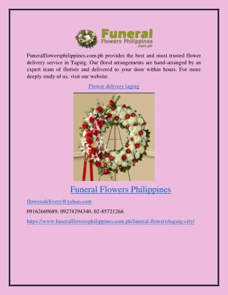Flower Delivery Taguig Funeralflowersphilippines.com.ph