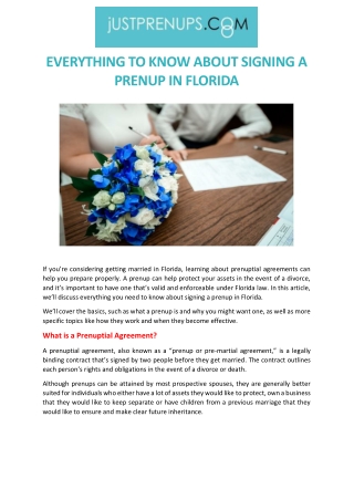 EVERYTHING TO KNOW ABOUT SIGNING A PRENUP IN FLORIDA
