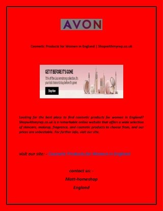 Cosmetic Products for Women in England