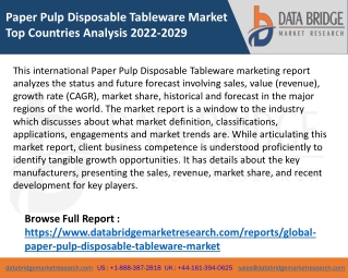 Paper Pulp Disposable Tableware Market Top Countries Analysis 2022-2029