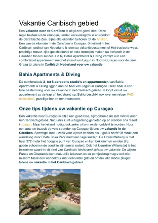 Bahia Apartments & Diving  Vakantie Caribisch gebied