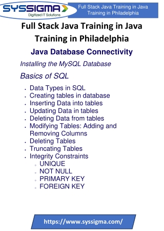 Full Stack Java Training in Java Training in Philadelphia