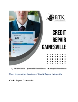 Most Dependable Services of Credit Repair Gainesville