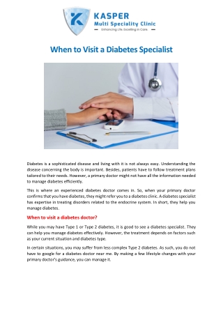 When to Visit a Diabetes Specialist