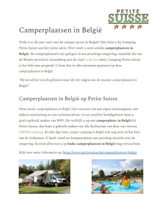 Camperplaatsen in België