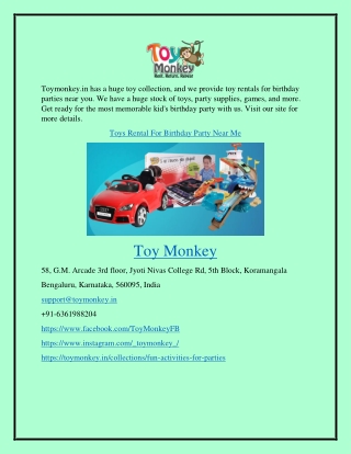 Toys Rental for Birthday Party Near Me Toymonkey.in
