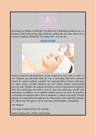 Medspa Raleigh Raleighajcmedical