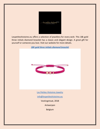 18k Gold Three Initials Diamond Bracelet  Lespetiteshistoires.eu