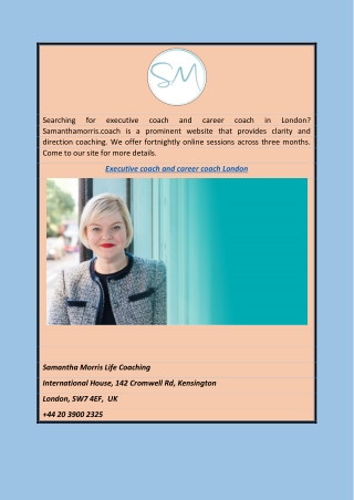 Executive Coach And Career Coach London Samanthamorris.coach