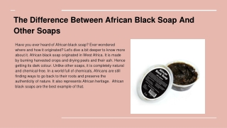 The Difference Between African Black Soap And Other Soaps