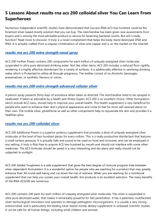 12 Stats About results rna acs 200 silver gel to Make You Look Smart Around the