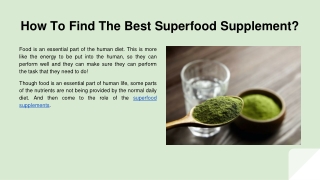 How To Find The Best Superfood Supplement_