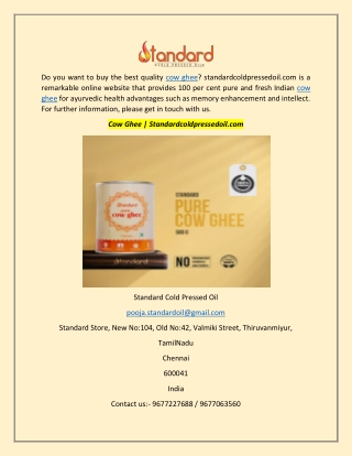 Cow Ghee  Standardcoldpressedoil.com