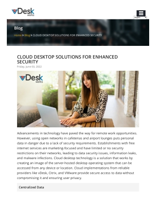 CLOUD DESKTOP SOLUTIONS FOR ENHANCED SECURITY