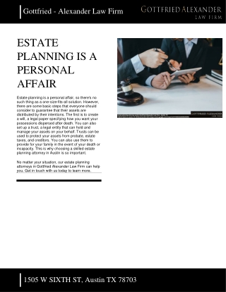 GOTTFRIED ALEXANDER - ESTATE PLANNING IS A PERSONAL AFFAIR