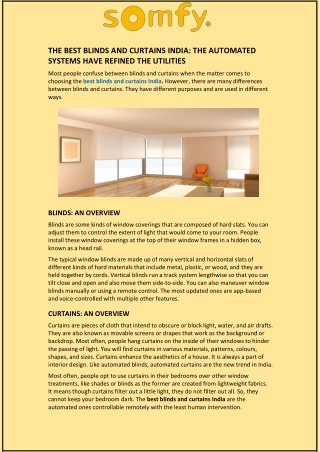 The Best Blinds And Curtains India: The Automated Systems Have Refined